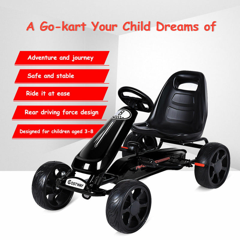 Pedal-Powered Go Kart for Kids with 4 Wheels - Perfect for Outdoor and Indoor Fun!