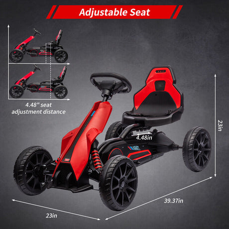 Pedal-Powered Go Kart for Kids with Safety Belt - Outdoor 4-Wheel Racer Toy