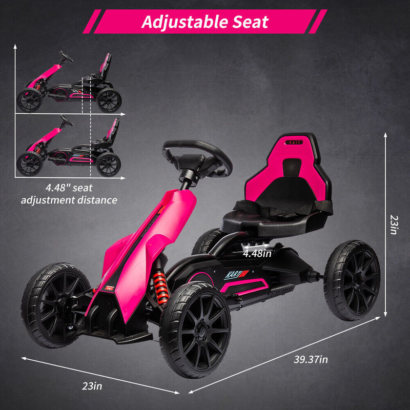 Pedal-Powered Go Kart for Kids with Safety Belt - Outdoor 4-Wheel Racer Toy