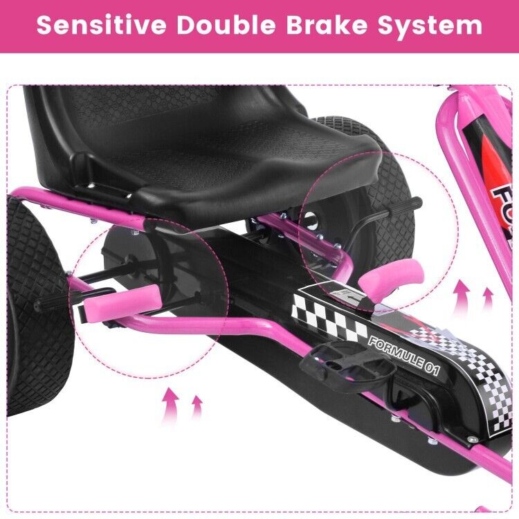 Pedal-Powered Kids Go Kart Racer Car Toy with 4 Wheels - Metal Construction for Endless Fun!
