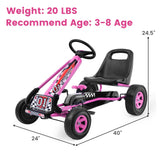 Pedal-Powered Pink Go Kart for Kids with Adjustable Seat - 4 Wheels Ride-On Toy