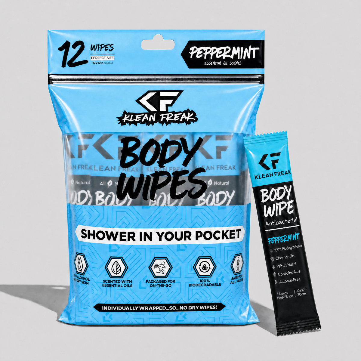 Body Wipes - 12 Pack Klean Freak
