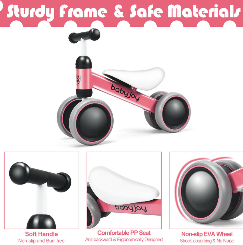 Pink Children's Balance Bike - No Pedals, Perfect for Toddlers to Learn and Play