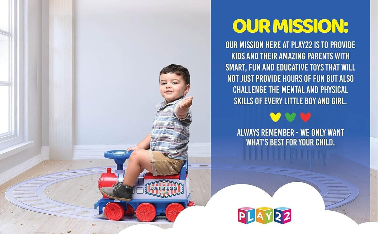 Play22 Electric Ride On Train Set with Tracks - Interactive Toy Train for Kids