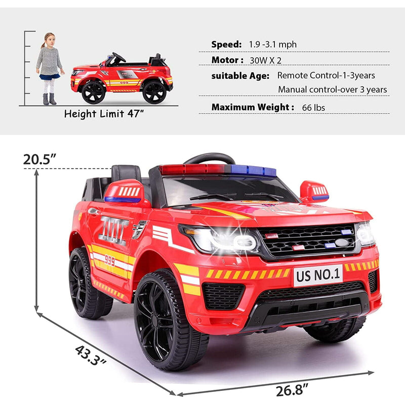 Police Car Electric Ride-On SUV for Kids with Remote Control - 12V Battery Powered Truck Toy