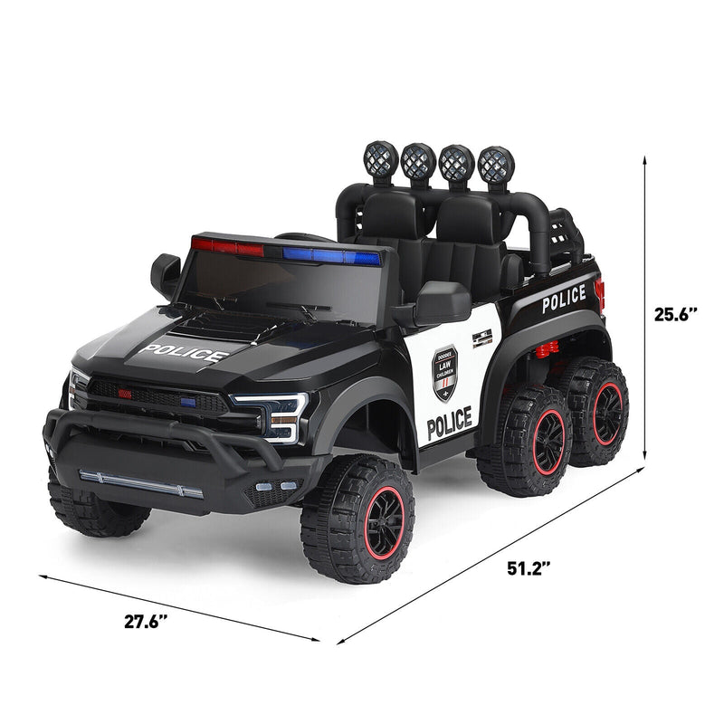 6-Wheel Electric Police Car for Kids with RC, LED Lights, and Intercom