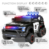 6-Wheel Electric Police Car for Kids with RC, LED Lights, and Intercom