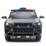 Police Electric Ride On Car for Kids with Remote Control - 12V Battery Powered in Black and White
