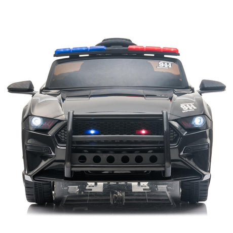 Police Electric Ride On Car for Kids with Remote Control - 12V Battery Powered in Black and White