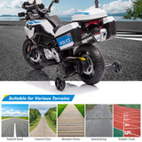 Police Motorcycle 4-Wheel Ride-On for Kids with Headlight and Warning Lights - 12V