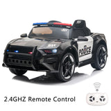 Police Ride On Car for Kids 3-7 Years with 3 Speeds and Remote Control - Black