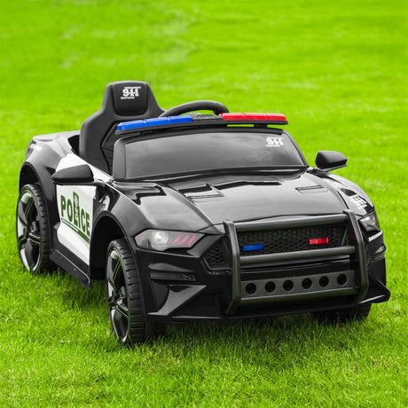 Police Ride On Car for Kids 3-7 Years with 3 Speeds and Remote Control - Black