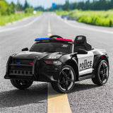 Police Ride On Car for Kids 3-7 Years with 3 Speeds and Remote Control - Black