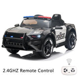 Police Sports Car for Kids with 2.4GHz Remote Control and LED Lights - 12V Ride-On Toy