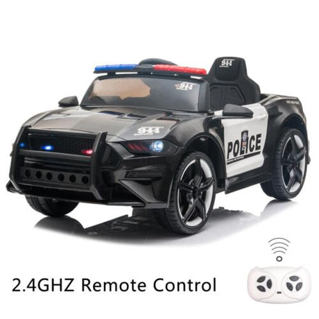 Police Sports Car for Kids with 2.4GHz Remote Control and LED Lights - 12V Ride-On Toy