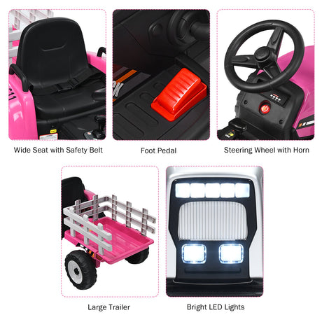 Power Up Your Child's Playtime with the Large Capacity Battery-Powered Ride-On Tractor and Trailer Set from Topbuy