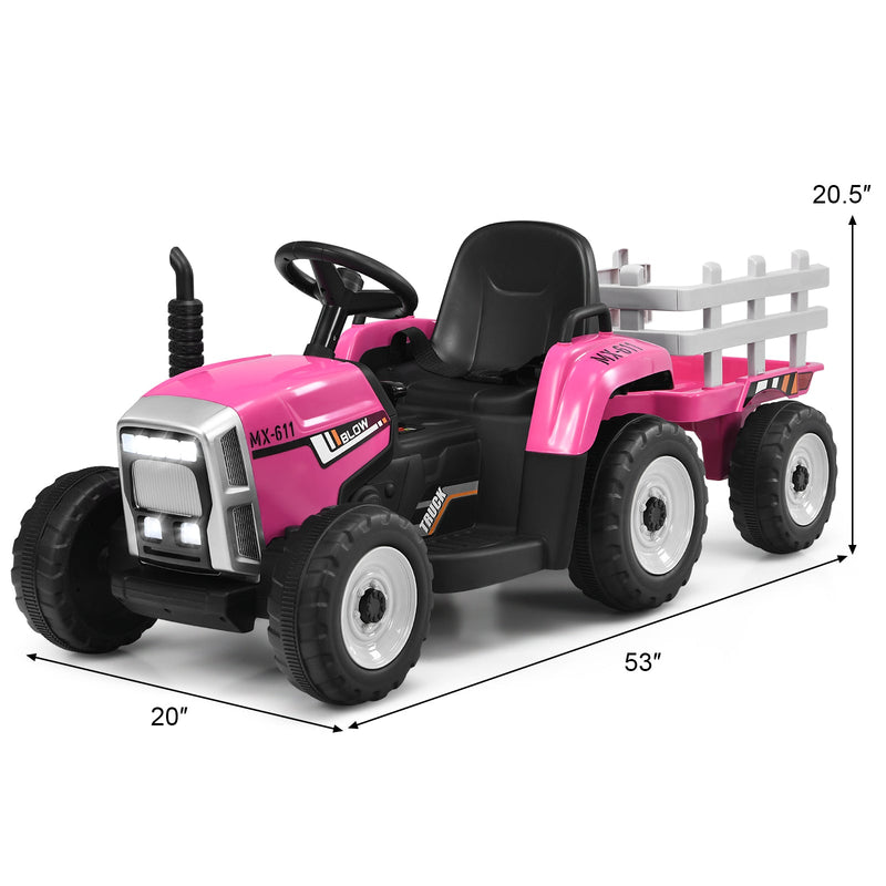 Power Up Your Child's Playtime with the Large Capacity Battery-Powered Ride-On Tractor and Trailer Set from Topbuy