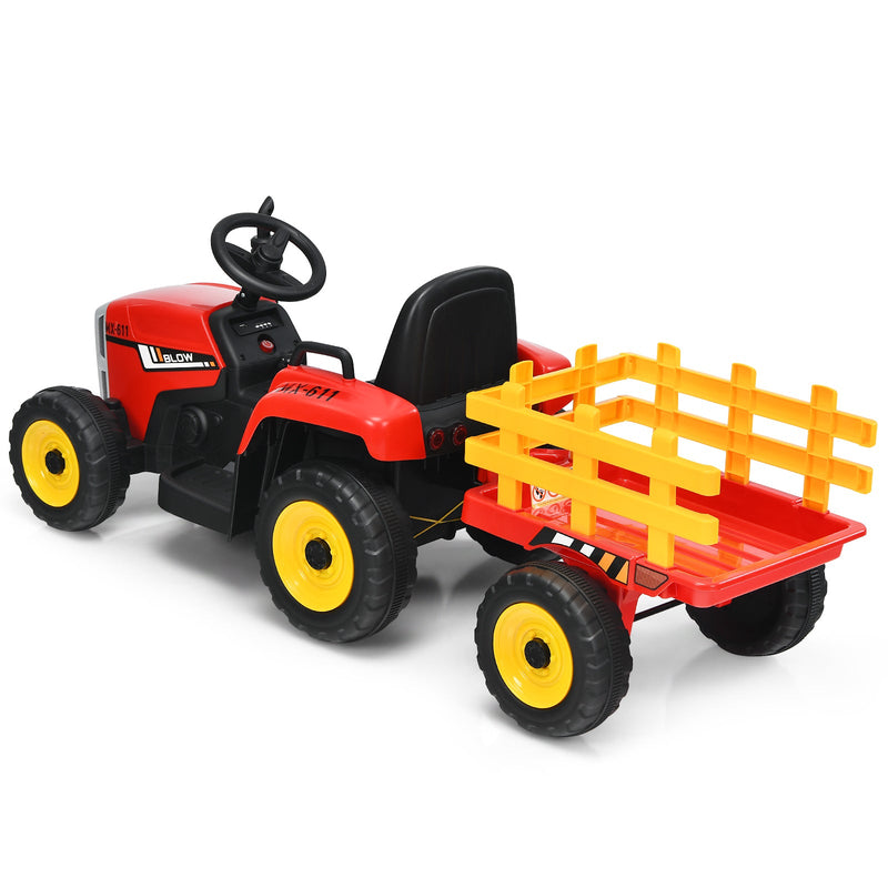 Power Up Your Child's Playtime with the Large Capacity Battery-Powered Ride-On Tractor and Trailer Set from Topbuy