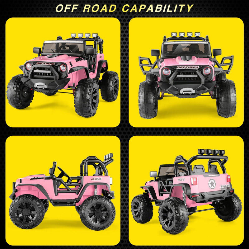 Powerful 24V 2-Seater Kids Ride on Truck with 3 Speeds, LED Light, and Remote Control