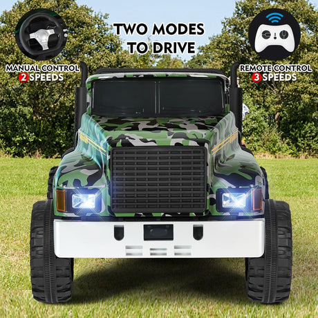 Powerful 24V Battery-Powered 2-Seater Kids Ride On Tractor with Dump Bed and RC Control