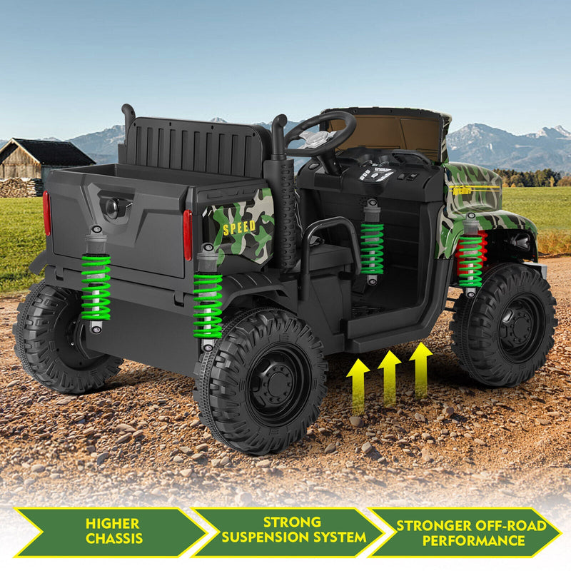 Powerful 24V Battery-Powered 2-Seater Kids Ride On Tractor with Dump Bed and RC Control