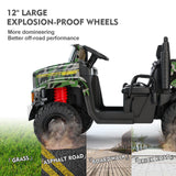 Ride in Style with the 24V Battery-Powered Camo Truck Tractor for Kids, Featuring Bluetooth RC and Trailer