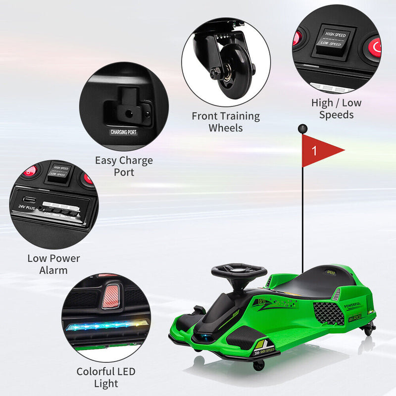 Powerful Electric Go-Kart for Kids Up To 110 Lbs with 7Ah Battery and 180W Motor