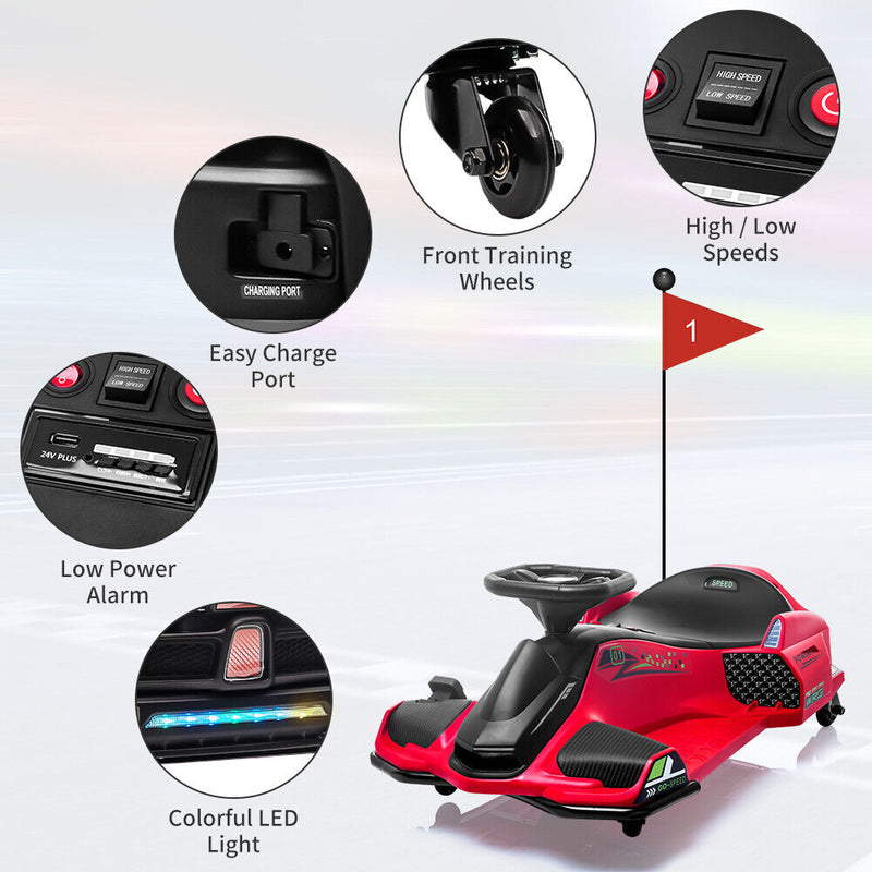 Powerful Electric Go-Kart for Kids Up To 110 Lbs with 7Ah Battery and 180W Motor