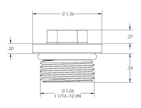 PPE Billet 304 Stainless Steel Magnet Equipped Drain Plug (128051001)