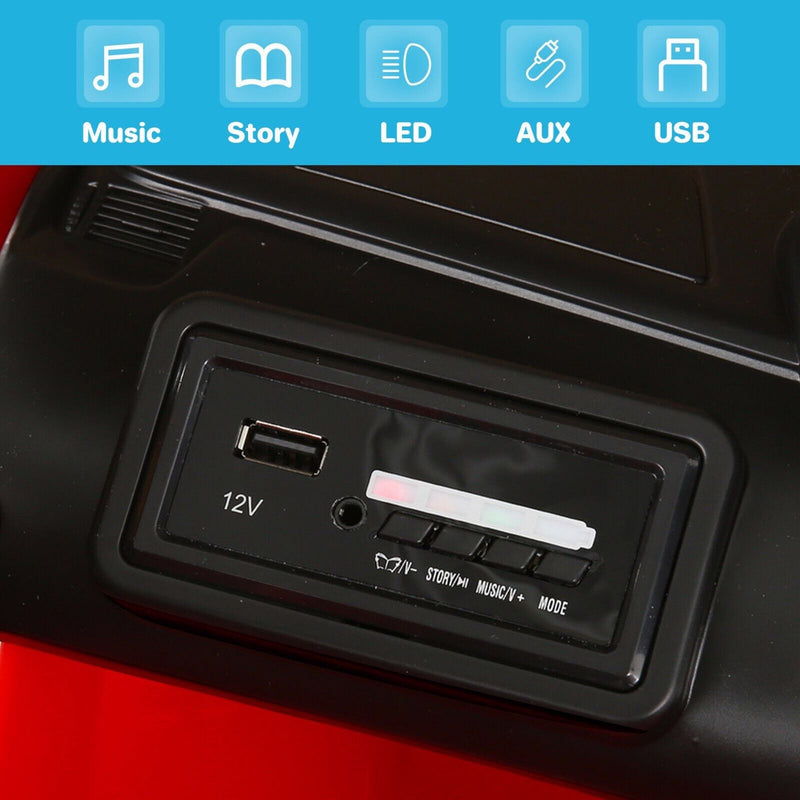 Electric Kids Ride-On Car with Remote Control, USB Port, LED Lights, and 3 Speed Options