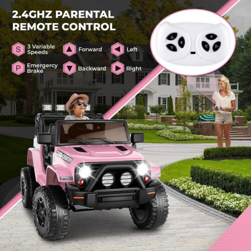 Premium 12V Electric Ride-On Jeep for Kids with Remote Control, LED Lights, AUX & USB, and 3 Speed Options