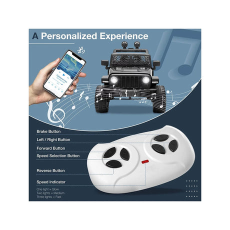 Premium 12V Electric Ride-On Jeep with LED Lights, MP3 Player, Remote Control, and 3 Speed Options