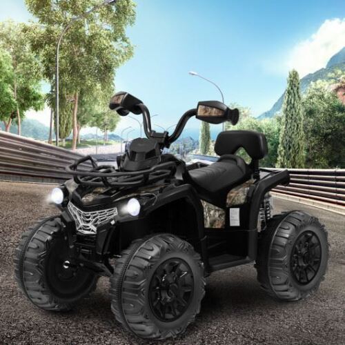 Premium 12V Kids ATV 4 Wheeler with MP3 and Headlights - Black