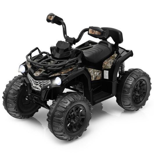 Premium 12V Kids ATV 4 Wheeler with MP3 and Headlights - Black