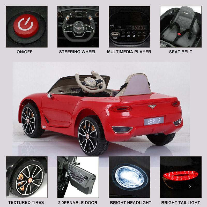 Premium 12V Kids Ride-On Car with Leather Seat and Battery Power - Bentley Inspired Design