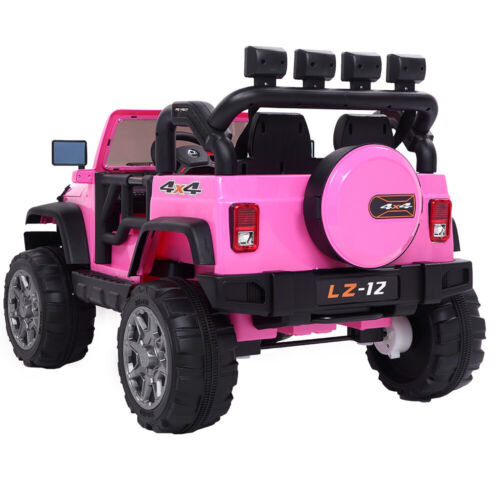 Premium 12V Pink Jeep Ride-On Toy with Remote Control for Kids - Rechargeable Battery, 4 mph Speed