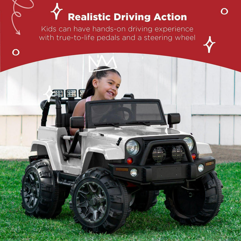 Premium 12V Ride-On Truck for Kids with 3 Speeds, LED Lights, Remote Control, and Bluetooth Connectivity