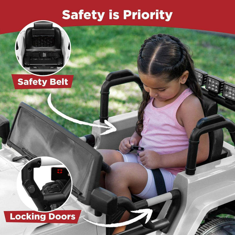 Premium 12V Ride-On Truck for Kids with 3 Speeds, LED Lights, Remote Control, and Bluetooth Connectivity