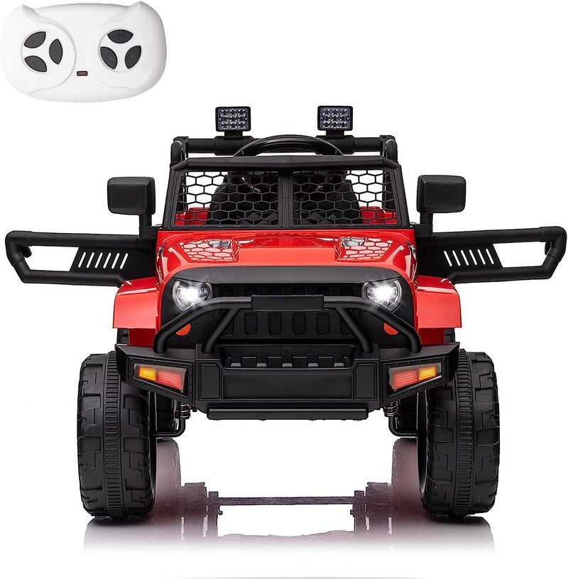 Premium 12V Ride-On Truck for Kids with 3 Speeds, Spring Suspension, Remote Control, and Lockable Door