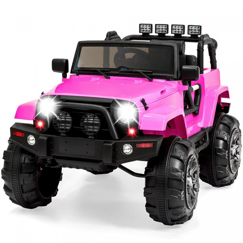 Premium 12V Ride On Truck for Kids with Remote Control, 3 Speeds, Spring Suspension, and LED Lights