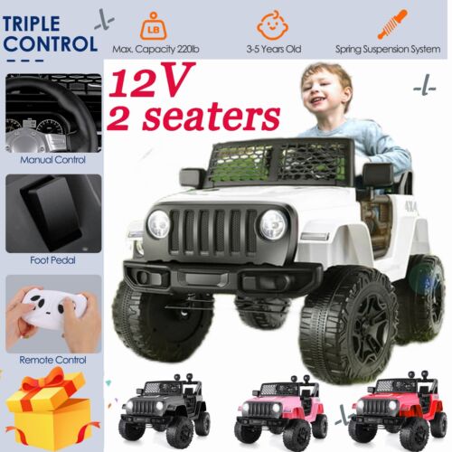 Premium 12V Ride On Truck for Kids with Remote Control, MP3 Player, Safety Belt, and Dual Seats