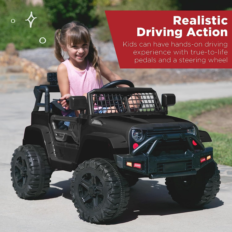 Premium 12V Ride-On Truck for Kids with Remote Control, Spring Suspension, and LED Lights