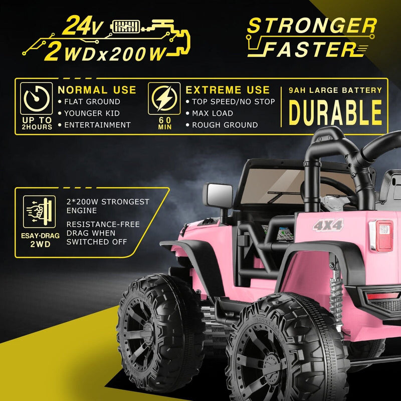 2-Seater Electric Ride-On Truck for Kids with Remote Control and Dual 200W Motors