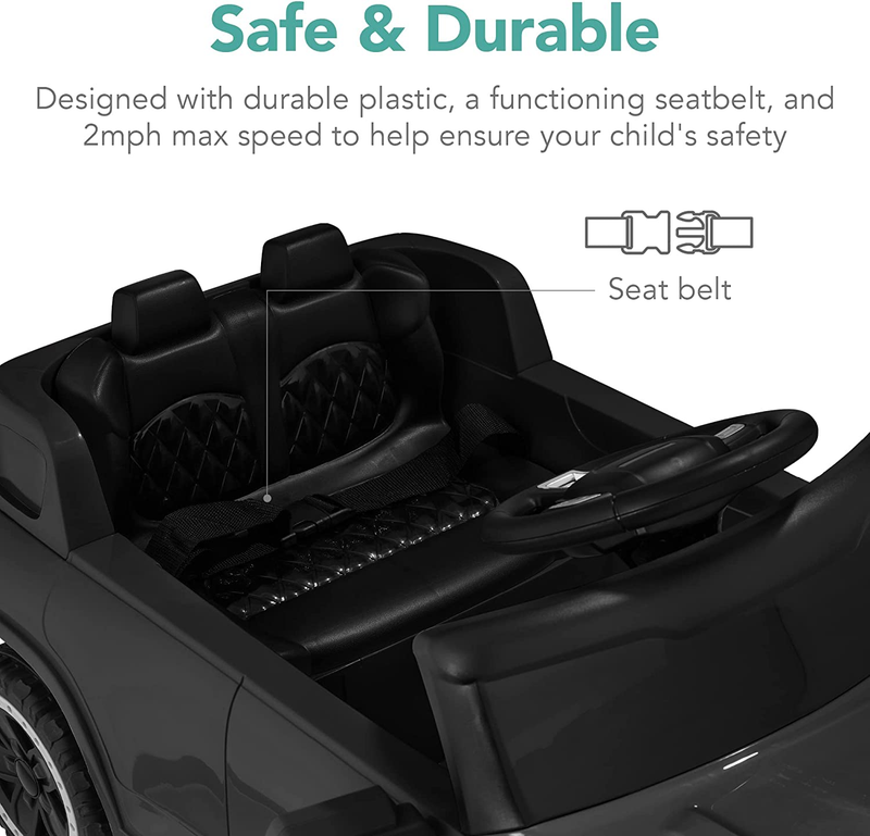 Premium 6V Ride-On Truck with Parental Remote, 3 Speeds, and LED Lights - Black