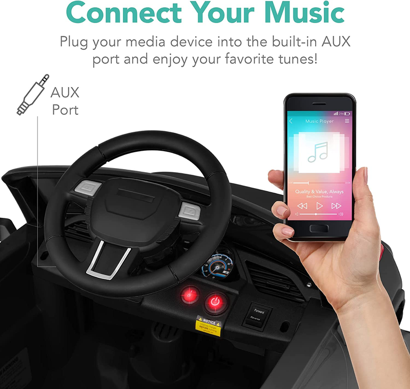 Premium 6V Ride-On Truck with Parental Remote, 3 Speeds, and LED Lights - Black