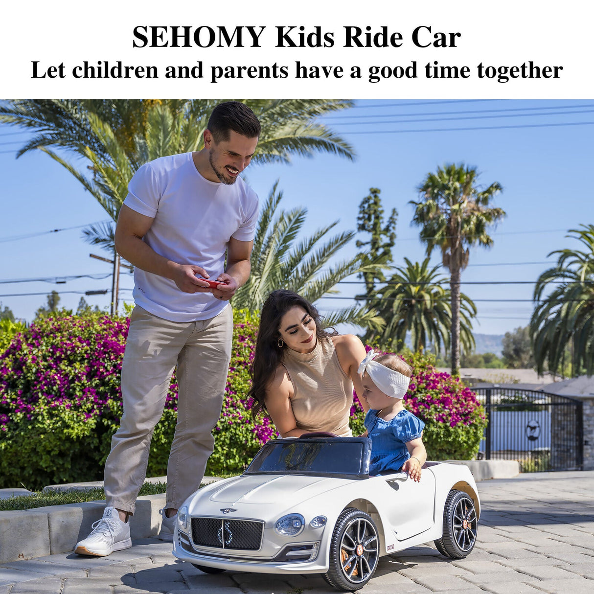 12V Electric Kids Ride-On Car with Remote Control, LED Lights, and MP3 Player - Bentley Style