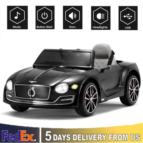 Premium Bentley Style Kids Electric Ride On Car with LED Lights and Remote Control - Black