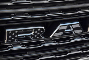 Premium Cast Matte Black Die-Cut Vinyl Flag Decals for 2019-2026 RAM Grille TVD Vinyl Decals