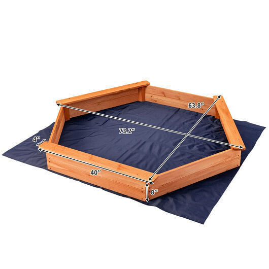 Premium Cedar Sand Box with Built-In Seating and Hexagonal Design