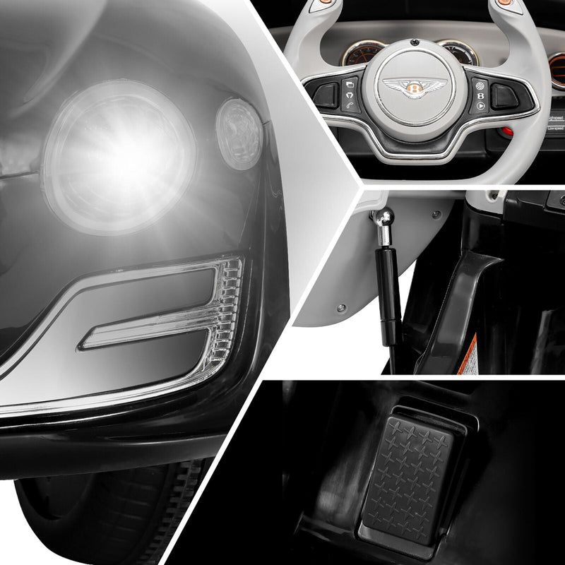 Electric Kids Ride-On Car Bentley Style with Remote Control and LED Lights - Black